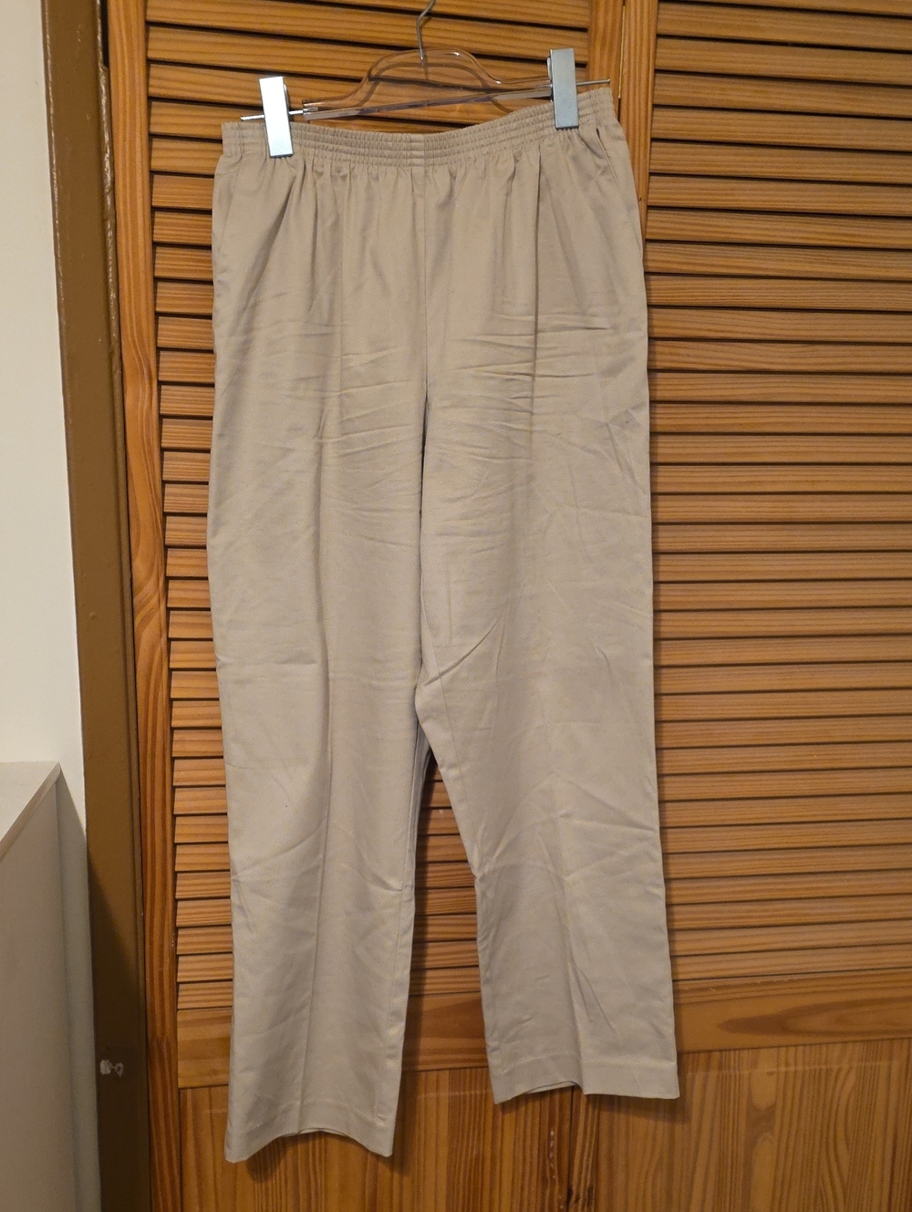 Alfred Dunner Beige Elastic-Waist Chinos